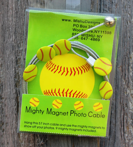 Image of Softball - The simple and creative way to display pictures, cards or whatever matters to you using super strong Mighty Magnets.